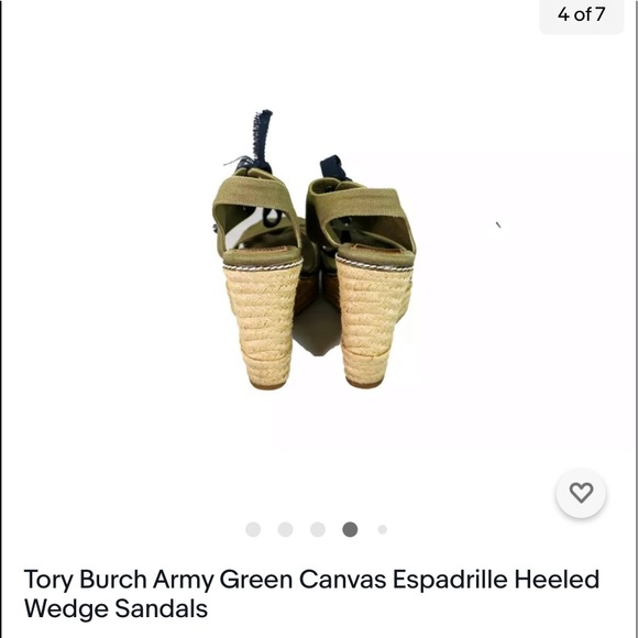 Tory Burch army green canvas espadrilles wedge - Picture 5 of 5